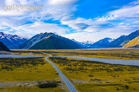 Famous Scenic Drive Road Trip Destination Along Glacial Lake Pukaki