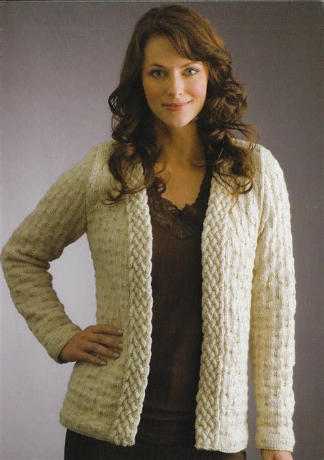 Womens Edge To Edge Cable Trim Jacket Knitting Pattern Dk Etsy New Zealand Trim Jacket