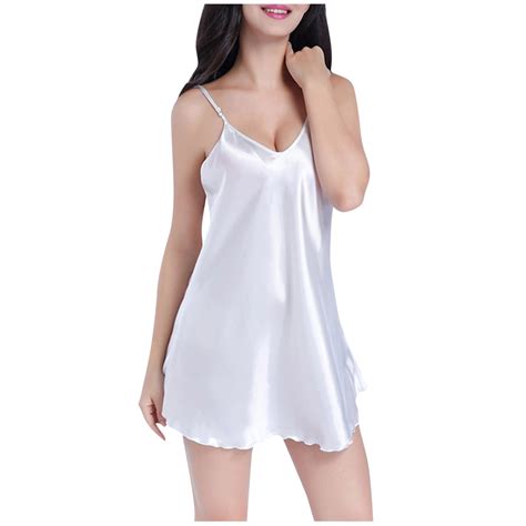 VONCOS Women Sleepwear Sexy Lingerie Nightgown V Neck Lace Pajamas