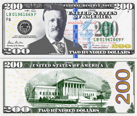 Teddy Roosevelt 200 Dollar Bill : r/banknotedesigns