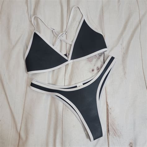 Hoaka Swim Hoaka Swimsuit Neoprene Bikini Two Piece Black And White Poshmark
