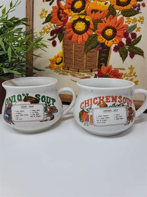 Vintage Recipe Soup Mug Bowls Etsy