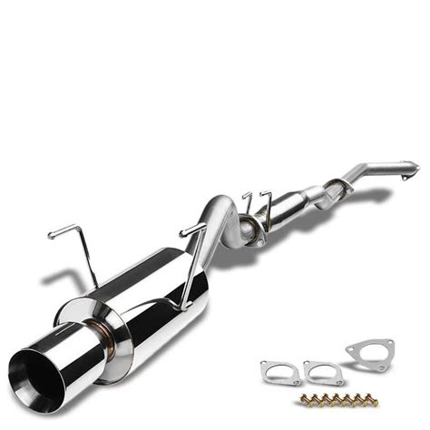 4 Round Roll Muffler Tip Exhaust Catback System For 02 06 Rsx Type S 2