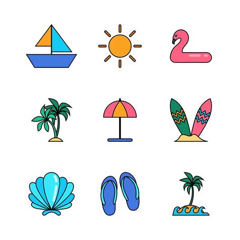 Summer Holiday Starter Pack Icon Set 2387479 Vector Art At Vecteezy