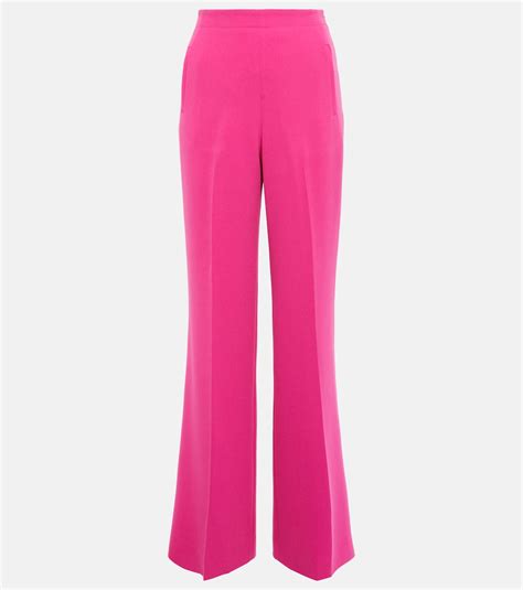 High Rise Wide Leg Cady Pants In Pink Roland Mouret Mytheresa