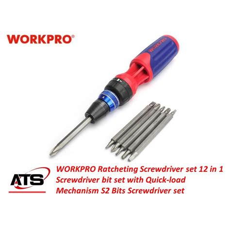 WORKPRO Ratcheting Screwdriver Set 12 In 1 Screwdriver Bit Set With