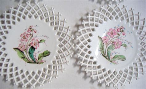 Vintage Milk Glass Plates Floral Motif Open Lattice Work 6 Etsy