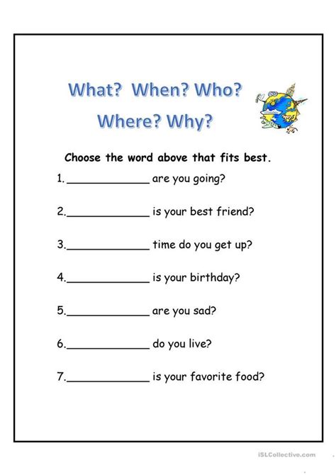 Answering Wh Questions Worksheets