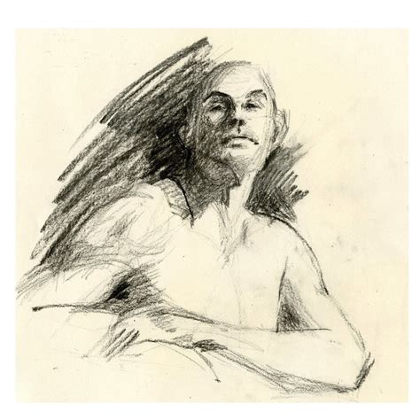 Original Charcoal Life Drawing Gesture Sketch Of Nude Male