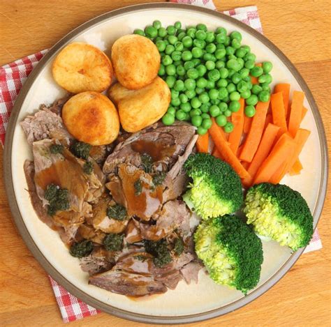 Roast Lamb Sunday Dinner With Mint Sauce Stock Image - Image: 33610439