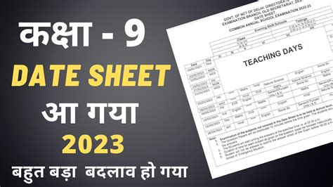 Class 9 Date Sheet Released 2023 Class 9 Final Date Sheet आ गया Youtube