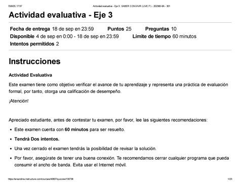 Actividad Evaluativa Eje 3 Saber Convivir LIVE IT 202360 6A 301