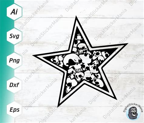 Skulls In Star Svg Skeleton In Star Svg Skull Face Sticker Etsy Australia