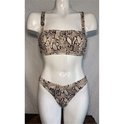 Shade Shore Swim Shade Shore Bikini Top C Snake Skin Print Underwire Pushup And Bottoms