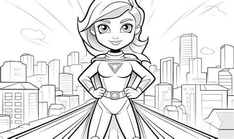 Premium Photo | Use line art to color the cartoon female superhero designe