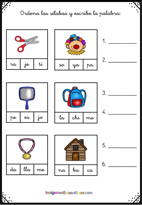 Palabras TrisÍlabas Ordena Las SÍlabas Imagenes Educativas