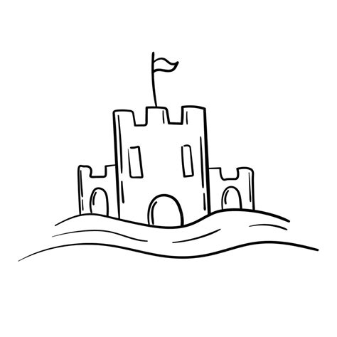 Premium Vector Doodle Sticker Sand Castle On The Beach