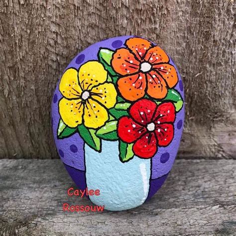 Flower Painting on Rock