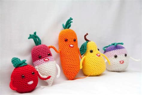 Conjunto De Crochet De Fruta Y Verdura Fruta De Ganchillo Frutas Y