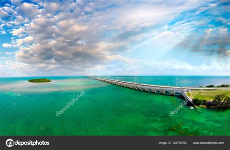 Florida Keys Bridge, beautiful sunset aerial view — Stock Photo ...