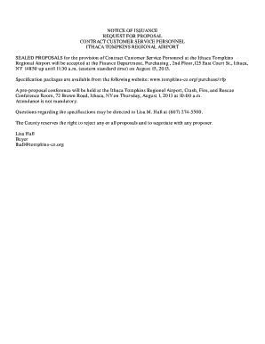 Fillable Online Tompkins Co NOTICE OF ISSUANCE REQUEST FOR