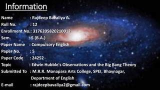 Hubble S Observations And The Big Bang Theory PPT