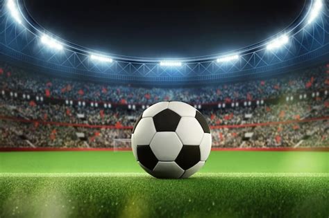 Premium Photo | 3d render soccer ball on stadium soccer ball with light ...