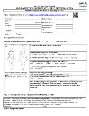 MSK Physiotherapy Self Referral Doc Template PdfFiller