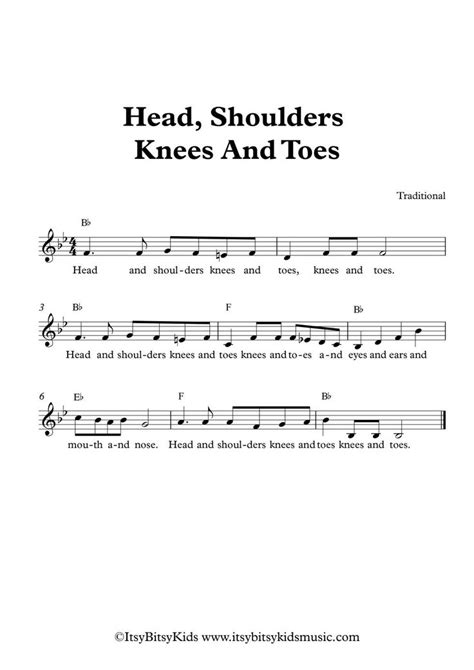 Lead Sheet Head Shoulders Knees And Toes With Chords