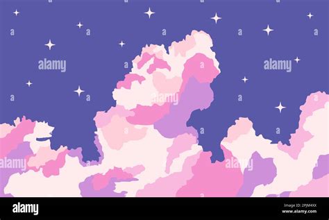 aesthetic anime sky cloud abstract background. Vector sky cloud ...