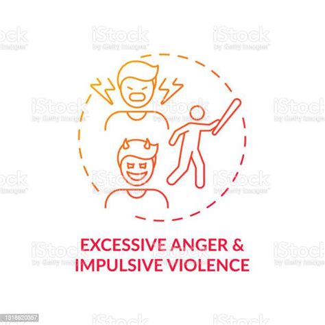 Excessive Anger And Impulsive Violence Red Gradient Concept Icon Stock