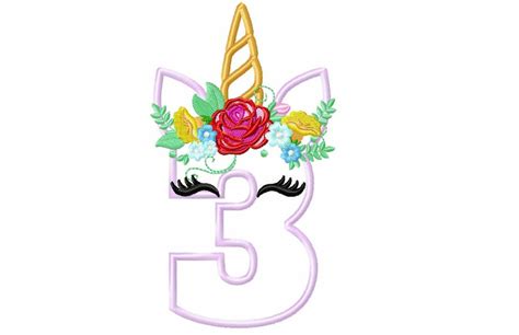 Unicorn Numbers With Flowers Crown Unicorn Birthday Numbers Etsy