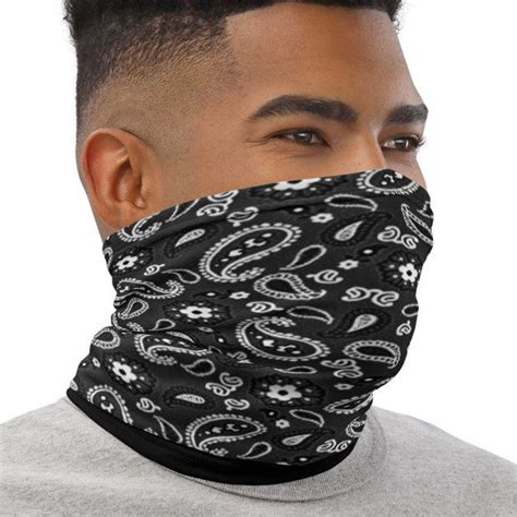 Black Bandana Face Mask Neck Gaiter Black Face Cover Paisley Print