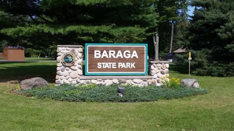 the entrance sign to baraga state park