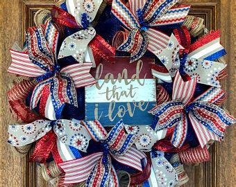 Patriotic Wreath Patriotic Deco Mesh Th Of July Wreath Memorial Day