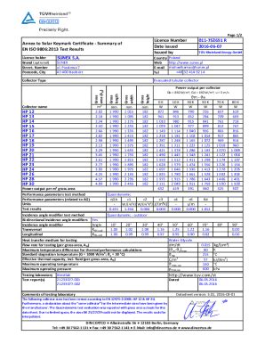 Fillable Online Annex To Solar Keymark Certificate DIN CERTCO Fax