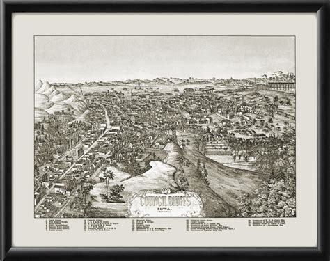 Council Bluffs IA 1875 Restored Map | Vintage City Maps