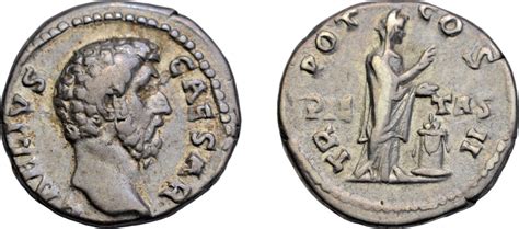 Aelius As Caesar Silver Denarius Rome 137 AD Pietas Standing Right