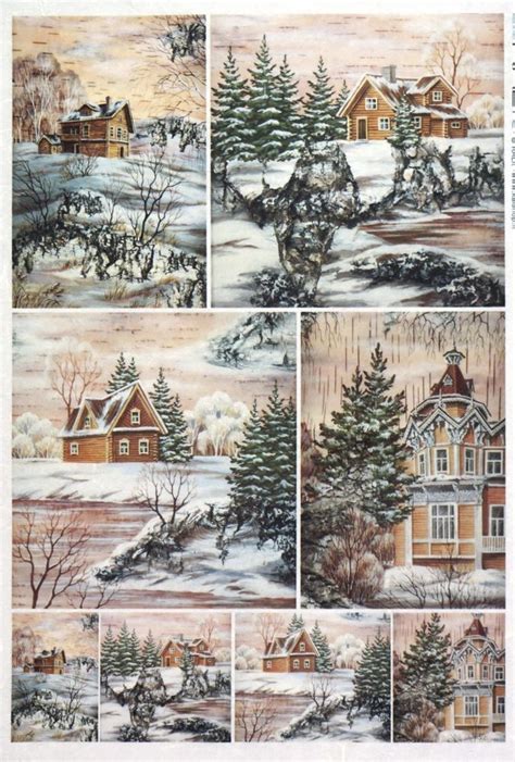 Rice Paper For Decoupage Decopatch Scrapbook Craft Sheet Winter Landscape Christmas Papers