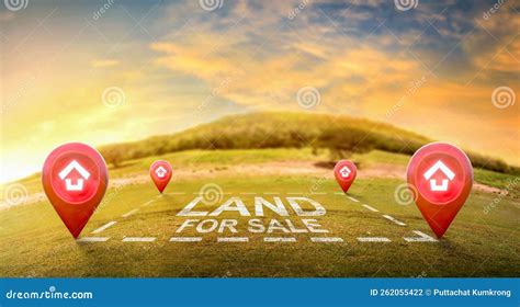 Land Plot Management Real Estate Concept With A Vacant Land On A Green Field Available For