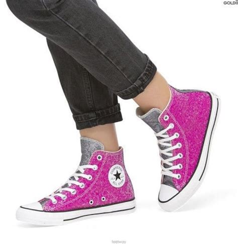 Pink Glitter Converse High Top Black Silver Metallic Chuck - Etsy