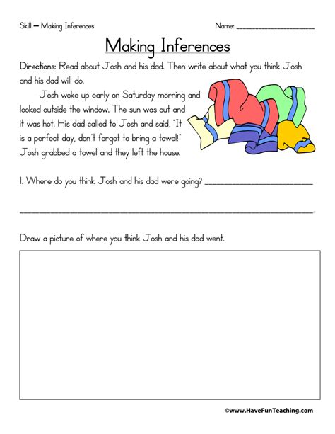 Make An Inference Printable Worksheets