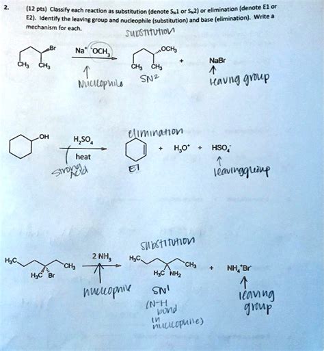 SOLVED 12 Pts Classify Each Reaction As Substitution Denote Swl Or