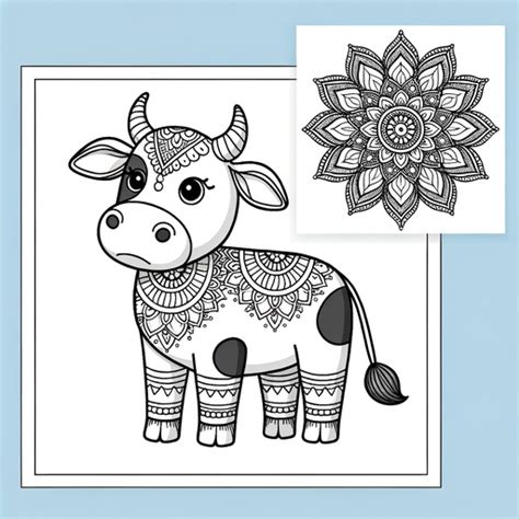 Mandala Cow Coloring Page- 4 Free Printable Pages