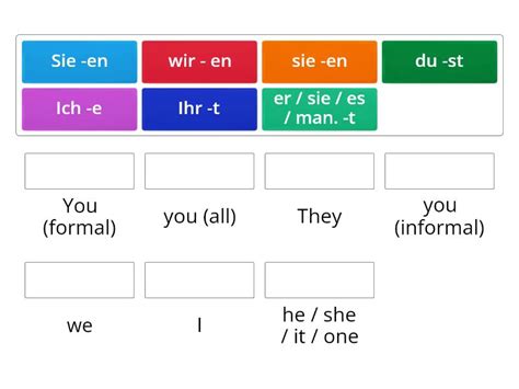 German Verb Endings - Match up