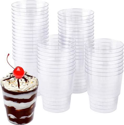 Matana 48 Clear Plastic Dessert Cups 240ml Multi Use Dessert Pots