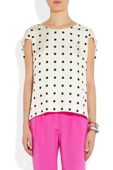 J Crew Polka Dot Silk Twill Top Net A Porter Com