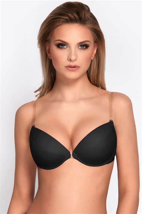 Vivisence Eve 1012 Underwired Push Up Bra Removable Silicone Straps Backless Black