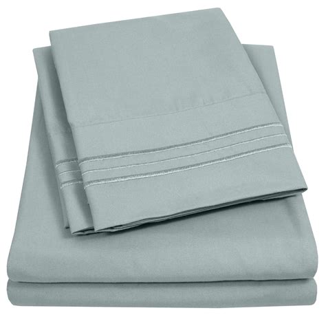 1800 Series 4 Piece Deep Pocket Bedroom Bed Sheet Set King Slate