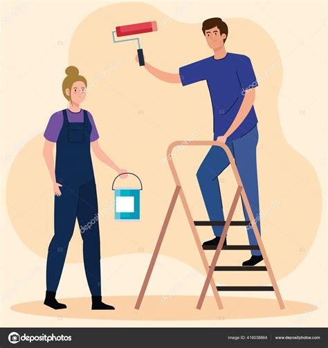 Man Painting House Clipart Image